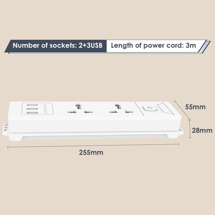 et407 3 holes 3m universal conventional power strip china